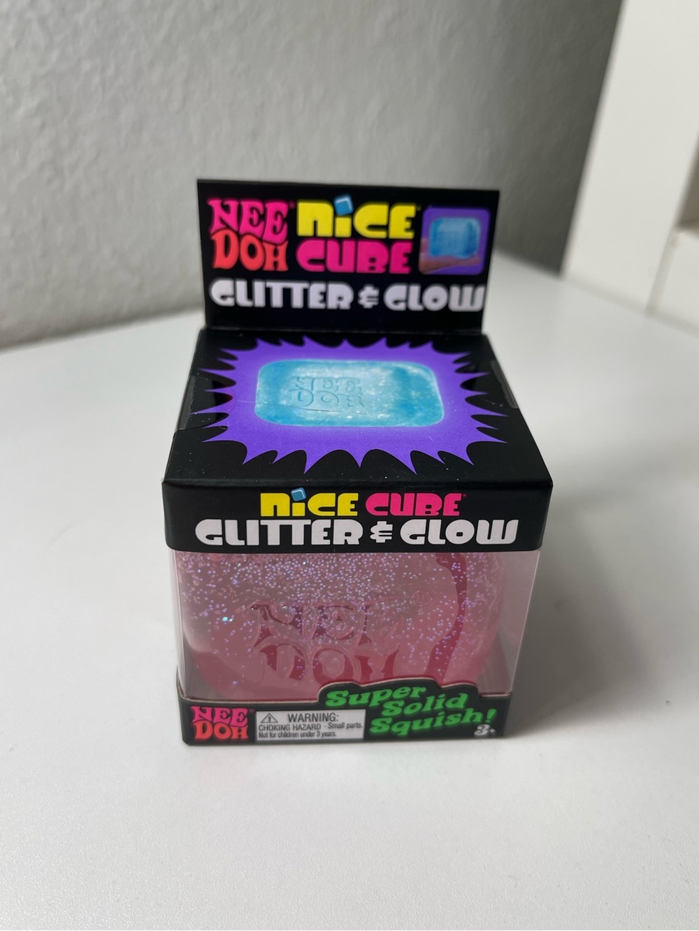 NeeDoh Nice Cube Glitter & Glow Pink